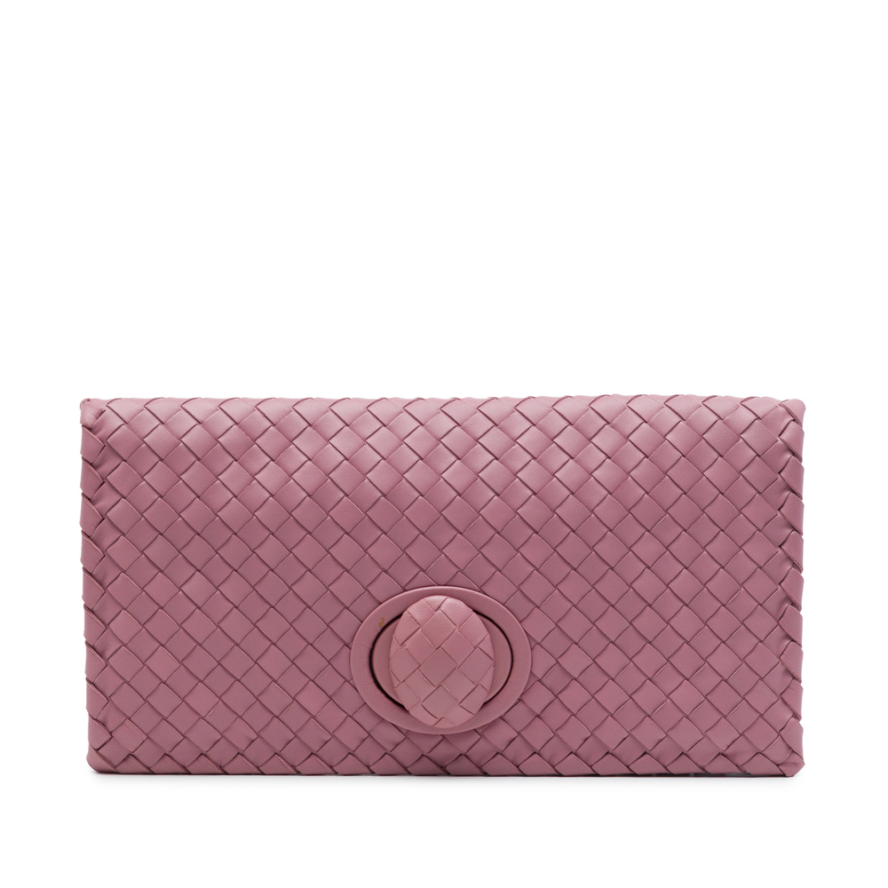 Pre-Loved Bottega Veneta Nappa Intrecciato Turn Lock Clutch